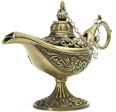 Modern Sculptures Traditional Hollow Out Fairy Tale Aladdin Magic Lamp Light Tea Pot Genie's Lamp Vintage Retro Toy For Home Decor Ornaments Decorative Ornaments