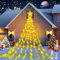 JIMACRO Luces de Navidad Decorativas, 9Pcs 2M Cascada Luces de la Cadena, 198 LEDs 8 Modos Impermeable USB LED Luces Arbol Navidad con Estrella para, Arbol De Navidad, Bodas, Jardín