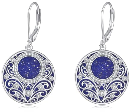 Lapis Lazuli Ohrringe Sterlingsilber Filigrane Tropfenohrringe Blau Lapis Hänger Ohrringe Schmuck Geschenke für Damen Mädchen