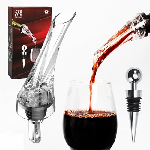 LAIM HOME: Aireador y Decantador de Vino con Tapón Hermético y Vertedor Rápido - Mejora el Sabor y Aroma del Vino-Ideal Para Amantes Del Vino.