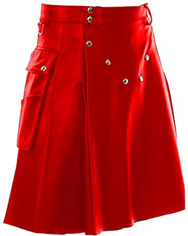 BOTCAM Business Hose Stretch Herren Modisches, bequemes, vielseitiges schottisches Festivalkleid, mehrfarbiger -Faltenrock für Herren Langlaufski Hose Herren (Red, M)