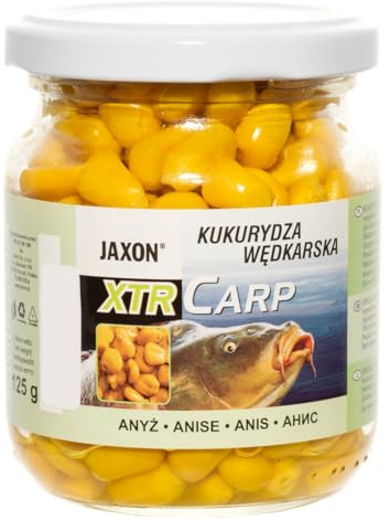 Exar Jaxon XTR Carp stark aromatisierter Mais in 12 Geschmacksrichtungen im Krug 125g Karpfenangeln Karpfenfischen Grundfutter (Anis FX-CB01)