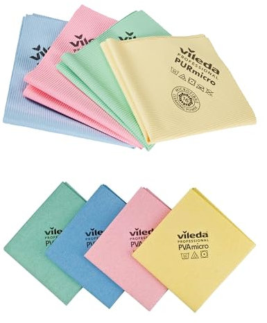 cubex professional Kit 4 PVAmicro de microfibra 4 colores + 4 PURmicro de poliuretano 4 colores para una limpieza 100% segura y eficaz (8 paños, kit PVAmicro + Purmicro)