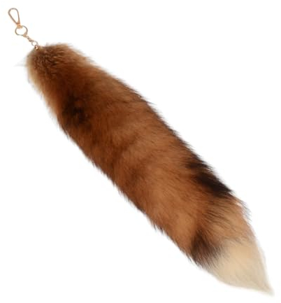 Fuchsschwanz Anhänger etwa 40cm Fell Schwanz Keychain Extra Groß Schlüsselring Tasche Zusätze Auto Schlüsselketten Anhänger Weich Flaumig Dicht Dekoration Ursprüngliche Natürliche Farben, E