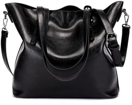 KASFDBMO Stilvolle PU-Crossbody-Taschen Damen Handtasche Satchel Große Kapazität Schultertasche für den täglichen Gebrauch, Schwarz