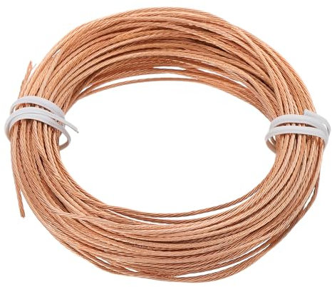 PATIKIL Alambre de Tierra de Cobre Desnudo, Calibre 18 50 Pies Cables de Cobre Trenzado Sólido Alambre Electrónico Conductor de Puesta a Tierra Alambre Metálico Trenzado