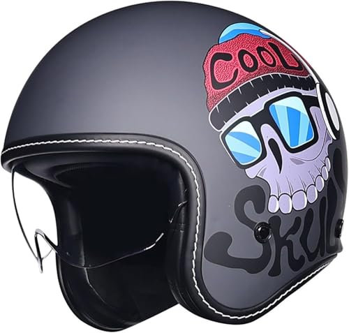 GKCEGHKS Aperto Caschi da Moto Casco Scooter retrò Casco Scodella Portatile Mezzi Caschi Jet Mezzo Casco da Motociclista Vintage Caschi ECE Omologato Casco A Scodella Scooter Motorino