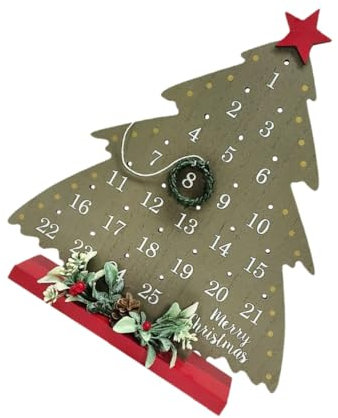 LABRIMP Countdown Hanging Sign Rattan Circle Ornaments Christmas Decorations Wooden Xmas Tree Advent Calendar