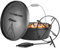 Dutch Oven Set, BBQ Feuertopf Schmortopf, Dickem Gusseisen Kochtopf, Dutch-Oven ohne Beine, inkl. Deckelheber Spiralförmiger Henkel & Topfständer, für Kochen Oudoor Camping (6 L)