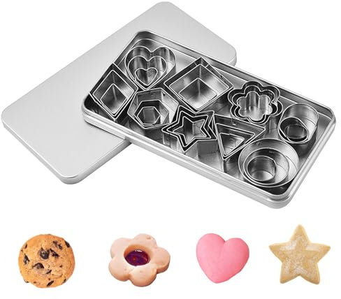 Cortadores de galletas de acero inoxidable (30 Piezas), Cortadores de Galletas, Para Galletas, Pasteles, Frutas, Cumpleaños, Navidad, Variedad en forma, Con caja de almacenamiento