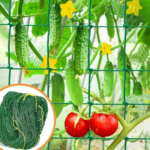 Garten-Rankgitter für Kletterpflanzen – Robustes Gemüse-Gurkennetz für Kletterpflanzen, grüne Erbsen, Tomaten, Weinpflanzen, Outdoor-Wachstumsnetz (2,9 x 1,8 m)