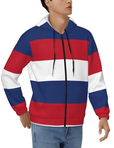 JIPOFD Felpa da uomo con bandiera olandese, vestibilità ampia, pesante, con cerniera intera, per carnevale, primavera, casual, giacche alla moda, nero, XX-Large