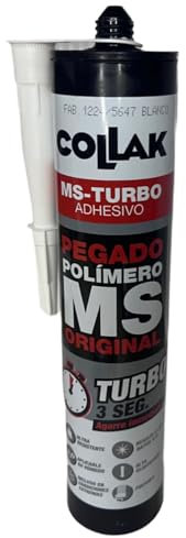 Adhesivo Sellador Elástico MS-TURBO 280 ml | Ultra rápido y de alto agarre | Para construcción, automoción y bricolaje | Fijación en metales, vidrio, cerámica, PVC, mármol y más | Pintable y sin olor