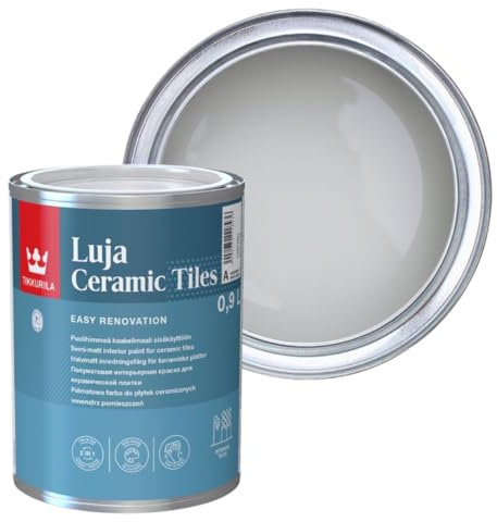 TIKKURILA Luja Ceramic Tiles - Semi-matt paint for Ceramic Tiles - Available in White & 100+ Colours (Shadow J496, 1 Litre)