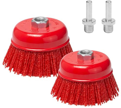 ZZCY Cepillo de Copa de Nylon Abrasivo 75mm para Amoladora/Taladro, 2 Piezas con Rosca M14x2 - Eliminación de Óxido, Pulido y Limpieza de Metales