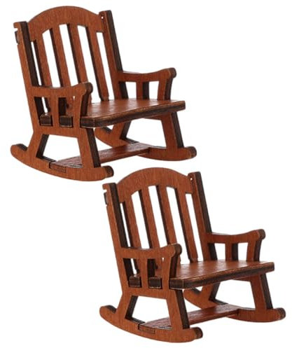 CIYODO Puppenhaus Schaukelstuhl Miniatur Rustikal Möbel Zubehör 2 Stücke Ornament Modell Dekoration