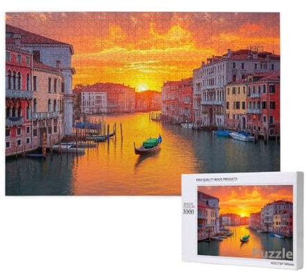 Stadt Puzzle 3000 Teile Erwachsene, Groß Puzzle Sonnenuntergang Muster Design, Jigsaw 122x81cm Size mit Geschenkboxverpackung, Wanddeko Wohnzimmer, Geschenke für Frauen, Geschenke für Männer,Model408
