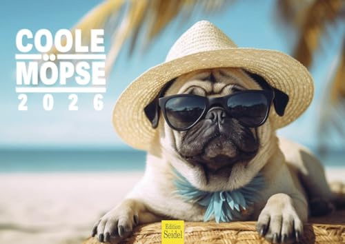 Edition Seidel Premium Kalender COOLE MÖPSE 2026 Format DIN A4 Wandkalender Hundekalender Hund Hunderasse Haustier Welpe lustige Sprüche