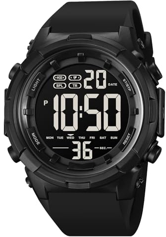 XCZAP Men's Digital Sports Watch Waterproof LED Backlight Chronograph Stopwatch Alarm Military Multifunction Wristwatch for Students Teens