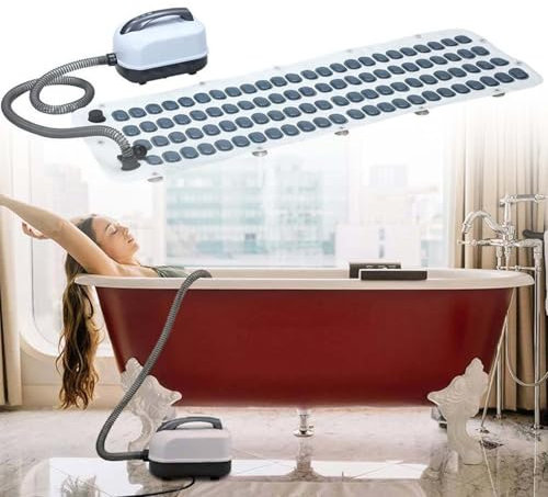 HCAUYNN Tappetino Massaggiante per Vasca da Bagno di Grandi Dimensioni, con Pompa Ad Aria, Cuscino Gonfiabile, Tappetino Massaggiante Portatile per Vasca Idromassaggio, per La Casa,114cm