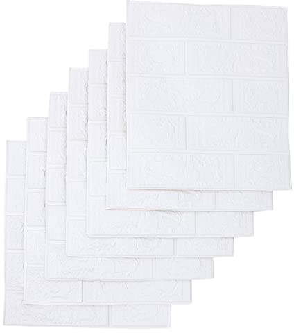 Autocollant Mural en Brique 3d Blanc Xpe 35x38, 5 Cm Lot de 10 | Effet Décoratif Léger, Papier Peint Autocollant, Panneau Mural Adhésif pour Intérieur