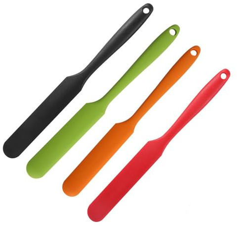 Bessy shop Spatole in Silicone per Barattoli,4 PCS Spatole in Silicone Colorate,Raschietto Flessibile Resistente al Calore,Spatole da Cucina,per Marmellate/Salse/Impastare