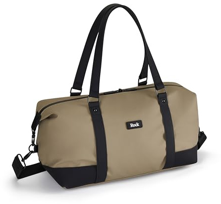 Rock Harper Holdall Underseat Travel Bag in Beige - Ryaniair Carry-On Compliant, Padded Shoulder Strap & Lockable Zips - Suitable for Gym, Office and Weekend Holidays - 40 x 20 x 25 cm 20L Capacity