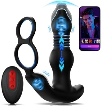 Thrusting Prostate Massager Male Sex Toys for Men, AI Sync Anal Toys | 3 Thrust 10 Vibrating & Cock Ring for Coherent Closed-Loop Stimulation, Butt Plug Adult Couples Mens Sex Toy
