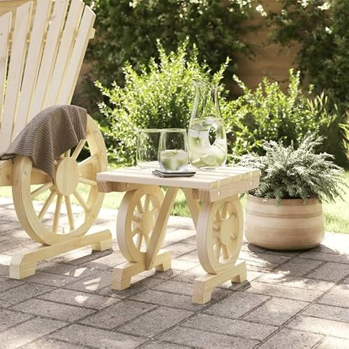 Eleganz Garten-Fußhocker aus massivem Tannenholz 40x36,5x38,5 cm - stabil & wetterfest für Terrasse, Balkon oder Garten - rustikales Gartensitzmöbel