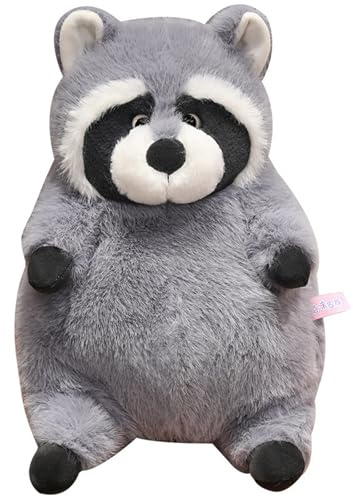 AQCQDQ Kuscheltier Waschbär, Sitzend SüßE Kuscheltier Waschbär, Weiches Schmusetier, zum Kuscheln & Spielen Tolle, Geschenk für Freunde und Kinder (22 cm,Grau)