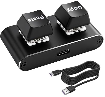 XMSJSIY Copia y pega el teclado Mini teclado retroiluminado RGB de 2 teclas | Teclado USB para PC, teclado mecánico para juegos con una sola mano, para juegos, oficina, medios
