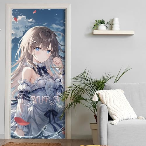 Türtapete selbstklebend | personalisiert mit Namen | 200 x 90 cm Anime Manga | Tür Aufkleber Poster Türfolie | Einteilig | Wasserfest 3D Türaufkleber Wandtattoo Türposter Teenager