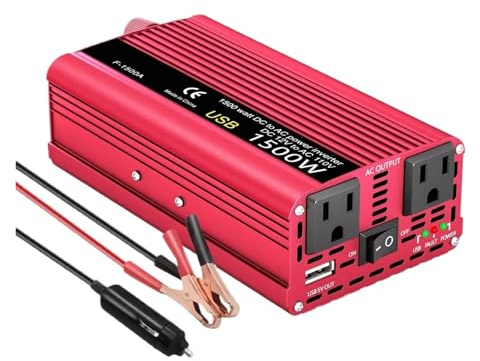Onduleur Transformateur Convertisseur Puissance Portable pour Voiture 1500 W/2000 W/2600 W DC12 V vers AC110 V Adaptateur Chargeur Prise Américaine Convertisseur(1500W 12V-110V)