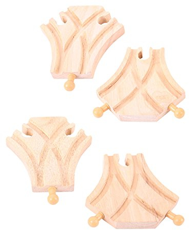 Bigjigs Rail Weiche Abzweig Holzschienen (Pack von 4)