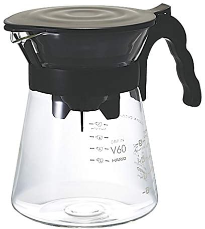 Hario V60 All in One Drip Kit with Coffee Dripper, Server and Filters, Black, Size 02, Borosilicate Glass