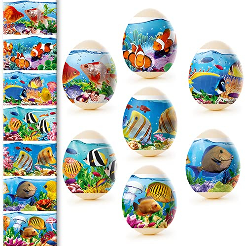 Ostern Ostereier Eieraufkleber Eierfarben Dekorbanderolen, Nr. 11 Fische, 7 verschiedene Motive in Packung
