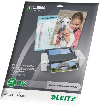 Leitz Ilam (UDT 25pièce Kunststoff Cover – Transparent Kunststoff Beutel (, Ethylen Vinyl Acetat (EVA) (S), 344 mm, 468 mm Polyethylenterephthalat (Pet), glänzend, A3)
