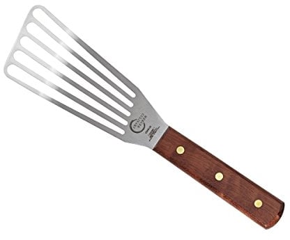 Mercer Culinary Praxis 6 x 3-Inch Fish Turner, Wood Handle, Stainless Steel, 38x10x3 cm, Silver