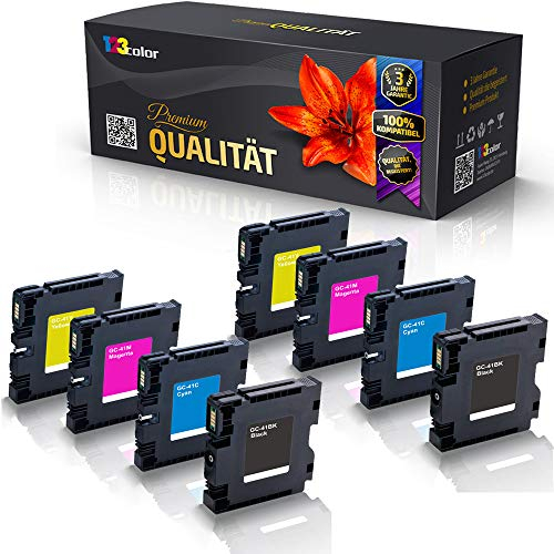 123Color 8X Druckerpatronen kompatibel für Ricoh Aficio SG2100 SG2100N SG3100snw SG3110 DN SG3110 DNw SG3110n SG3110sfnw SG7100 DN SG K3100 DN Schwarz Cyan Magenta Yellow Set KCMY GC 41 G