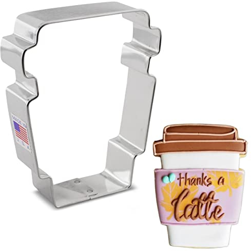 Ann Clark Cookie Cutters Latte Coffee Cup Cookie Cutter by Flour Box Bakery, 9.5 cm