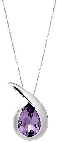 Silverly Frauen 925 Sterling Silber Amethyst Anführungszeichen Tropfen Anhänger Halskette, 46 cm