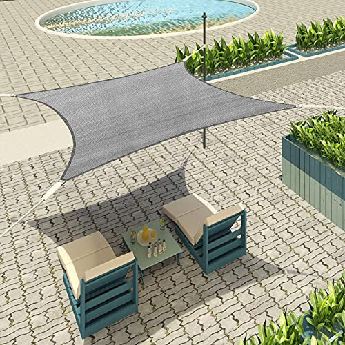Lestarain Sonnenschutz Segel Sonnensegel UV Schutz wasserabweisend HDPE Wetterschutz für Garten, Balkon, Terrasse, Rechteck 2x4m Grau