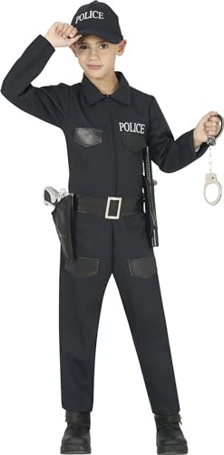 Fiestas Guirca Polizei Kostüm Kinder - Mädchen u. Jungen Polizei Kostüm inkl. Polizei Uniform, Polizeimütze Kinder - Alter 10-12 J.- Kostüm Polizei Kinder für Karneval, Fasching Kostüm Kinder Junge