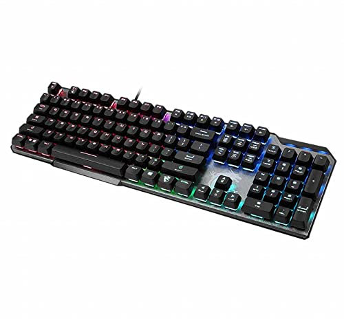 MSI Vigor GK50 Elite Box White Teclado mecánico gaming - Kailh Box White (Clicky), teclas ergonómicas, acabado metálico, base antideslizante, luz RGB Mystic por tecla, USB 2.0 - Tamaño completo