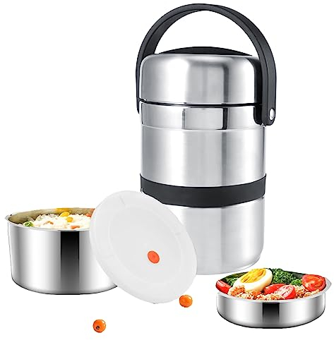 térmica de acero inoxidable de 1,8L, aislada multicapa, Recipiente hermético portátil para conservar y Transportar Alimentos, Termo para Comida Recipiente para alimentos Box