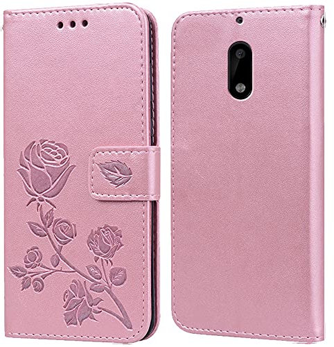 PKQTOP Cover per Nokia 6 Custodia,Carta Fessura, Supporto Stand,Silicone TPU,Flip Protettiva Case per Nokia 6(5.5)