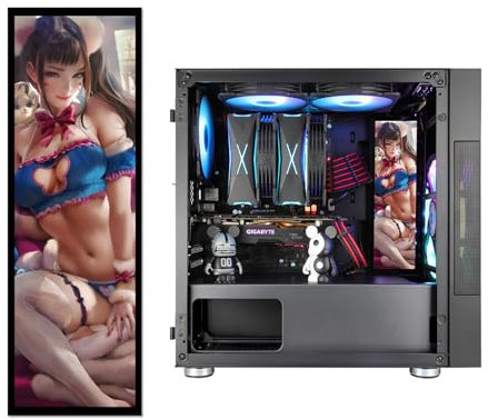 Vetroo Display Board w/LED Lights for Computer PC Case Decor Full HD 2K Multi-Mode Function 9.8 x 3.1 (Vertical, A6)