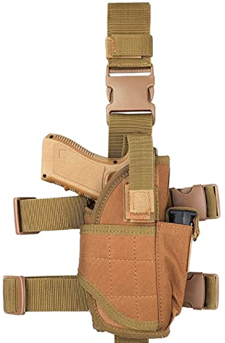 Goldmiky Beinholster Pistolenholster, Einstellbare Tactical Airsoft Pistol Drop Bein Holster Tasche, Oberschenkel Tiefziehholster taktisch für rechtes Bein zum Jagdschießen Camping Outdoor (Khaki)