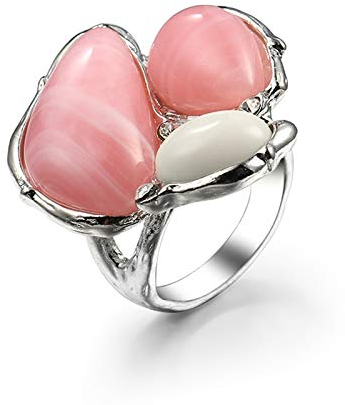 Banemi Ringe Weißvergoldeter, Ring Damen Elegant Rosa Zirkonia Unregelmäßige Form Damen Partyschmuck Größe 52 (16.6)