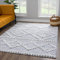 payé Teppich Wohnzimmer - Hochflor - Boho - Pastellgrau Creme - 80x150cm - Modern Raute Muster - Skandinavisch Flauschig Weich - Wohnteppich Schlafzimmer Dekoration